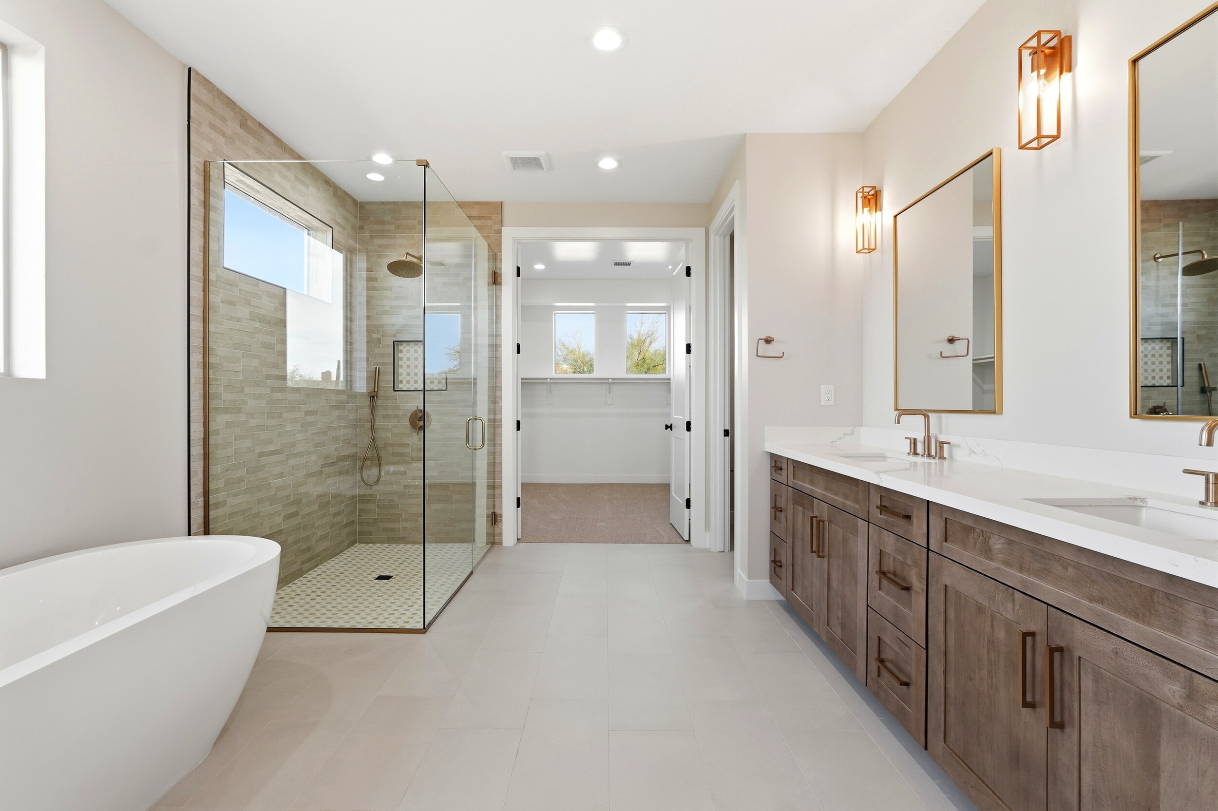 Finished primary bathroom in a completed Jematell home