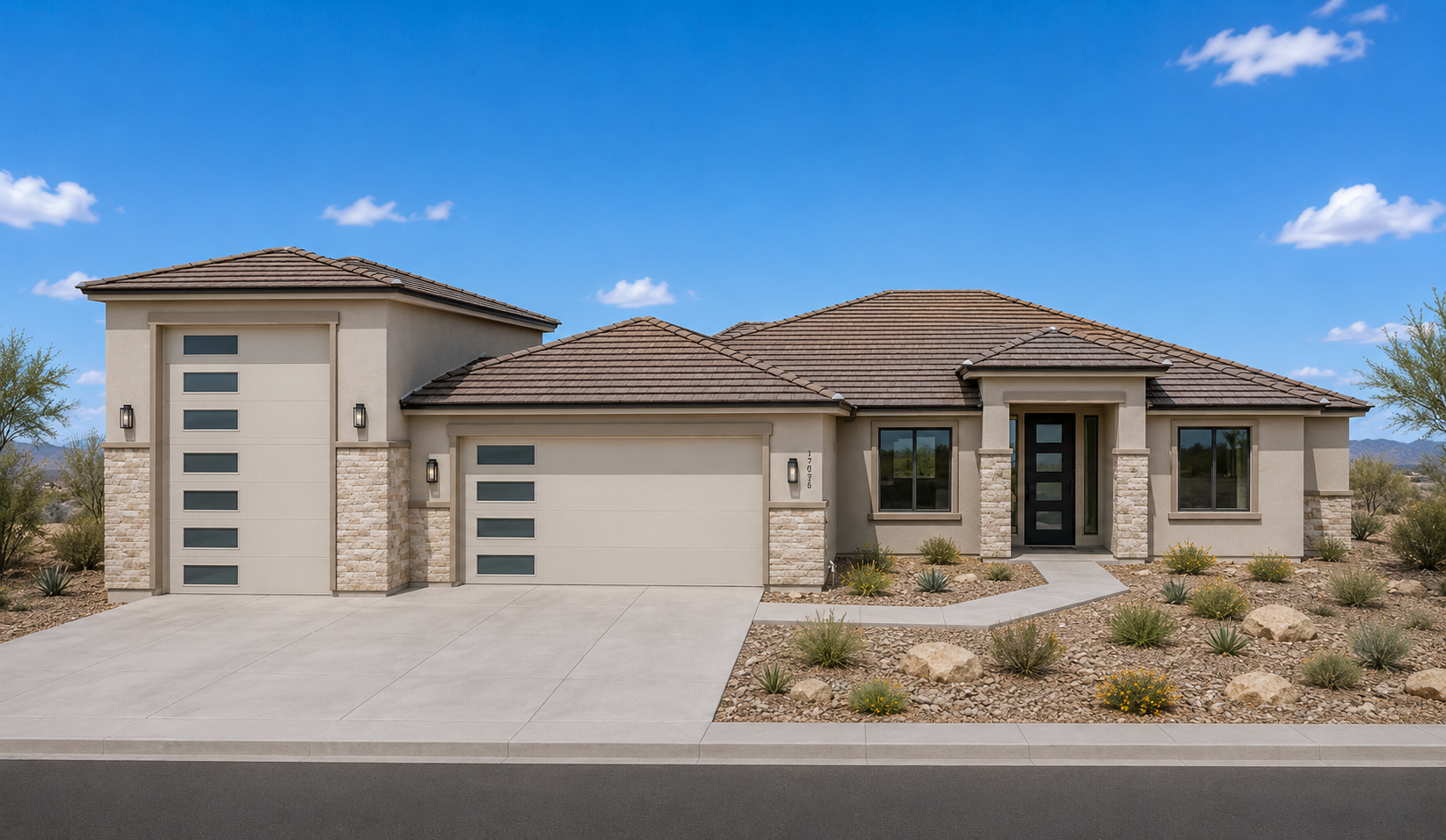 Rendered exterior elevation of the 2194 sq ft Jematell Homes floor plan